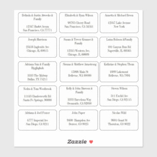 Pegatina 15 Direcciones de Invitados Individuales Simples