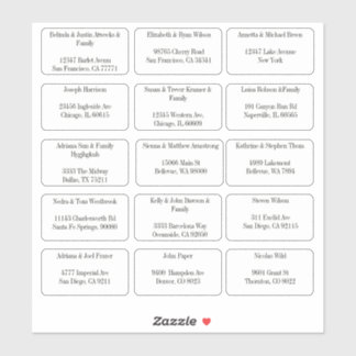 Pegatina 15 Simple Individual Guest Name Address