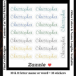 Pegatina 16 Custom Modern 10/11 Letters Name Word Neutral 