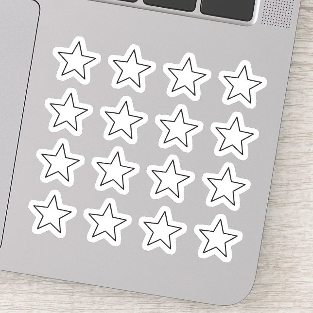 Pegatina +16 Estrella Blanca Elegante (minimalist white star decals, aesthetic celestial laptop stickers, bullet journal scrapbooking )