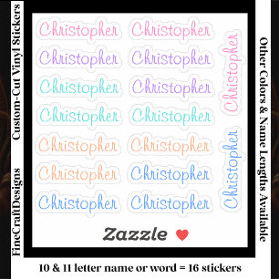 Pegatina 16 Letras Nombre Palabra Personalizadas Modernas T