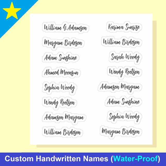 Pegatina 16 Nombres Negros | Elegante letra de Caligrafía (Personalized names Sticker
)