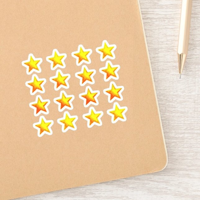 Pegatina +16 (Recompensas / Libros) | Estrella Dorada Brill (glitter gold star sticker image decals, perfect for rewarding, decorating, and crafting.)