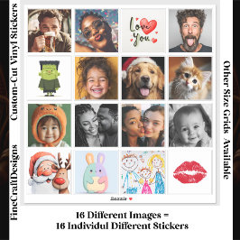 Pegatina 16 Square Individual Custom Photo/Image Collage