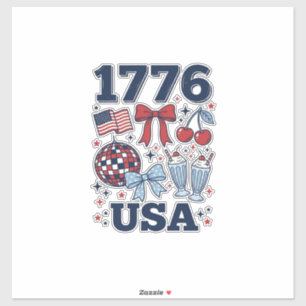 Pegatina 1776 Diseño Vectorial Coqueta Patriótica USA_1