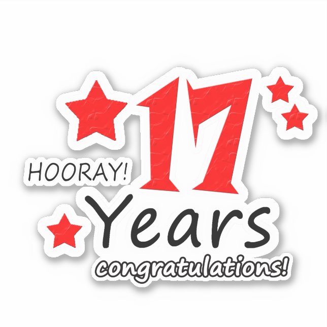 Pegatina 17° aniversario del Boda - 17 años Cumpleaños (Anverso)