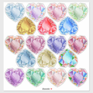 Pegatina 18 Acuarela Gemstones Corazón Diversión Colorida