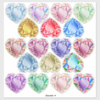 Pegatina 18 Acuarela Gemstones Corazón Diversión Colorida