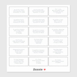 Pegatina 18 Boda de dirección de nombre individual simple i