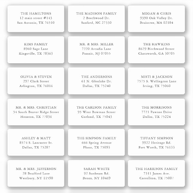 Pegatina 18 Boda Nombre de destinatario de invitado Direcci (Anverso)