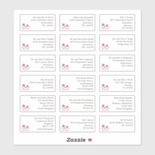 Pegatina 18 Bodas individuales Nombre de invitado Direccion