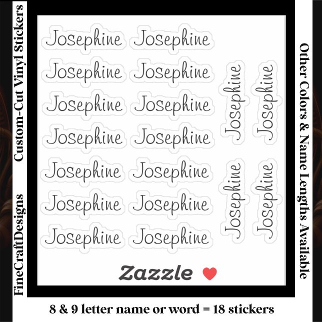 Pegatina 18 Custom Modern 8/9 Letters Name Word Black (Subido por el creador)