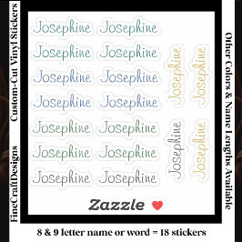 Pegatina 18 Custom Modern 8/9 Letters Name Word Neutral 