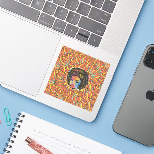 Pegatina 18 de junio Girasol - Día de la Libertad Negra de 