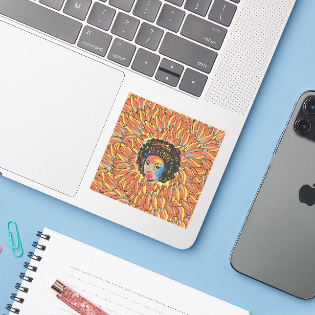 Pegatina 18 de junio Girasol - Día de la Libertad Negra de  (Ordenado portátil con iPhone)