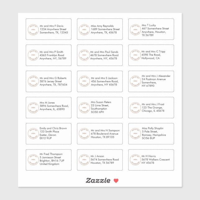 Pegatina 18 Dirección De Nombre Individual Sans Serif Compa (Hoja)