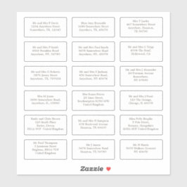 Pegatina 18 Direcciones individuales de nombre de invitado 