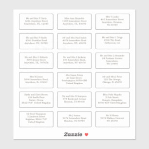 Pegatina 18 Direcciones individuales de nombre de invitado