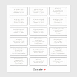 Pegatina 18 Direcciones individuales de nombre de invitado 