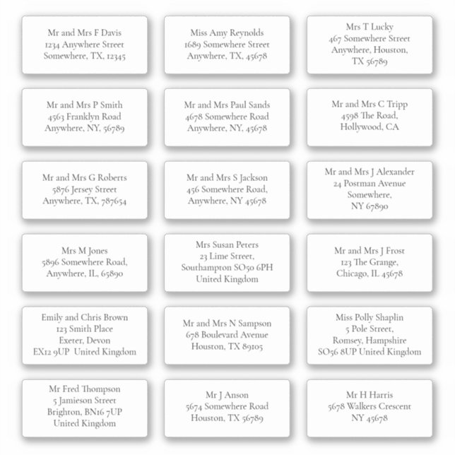 Pegatina 18 Nombre de destinatario individual Dirección de  (Anverso)