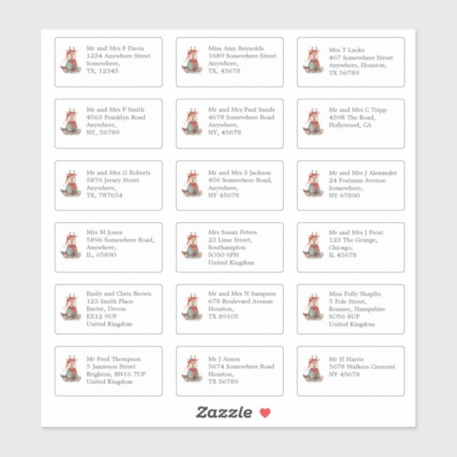 Pegatina 18 Nombre del destinatario Dirección Navidades de  (Hoja)