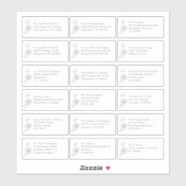 Pegatina 18 Nombre Individual Dirección Boda Floral Invitad