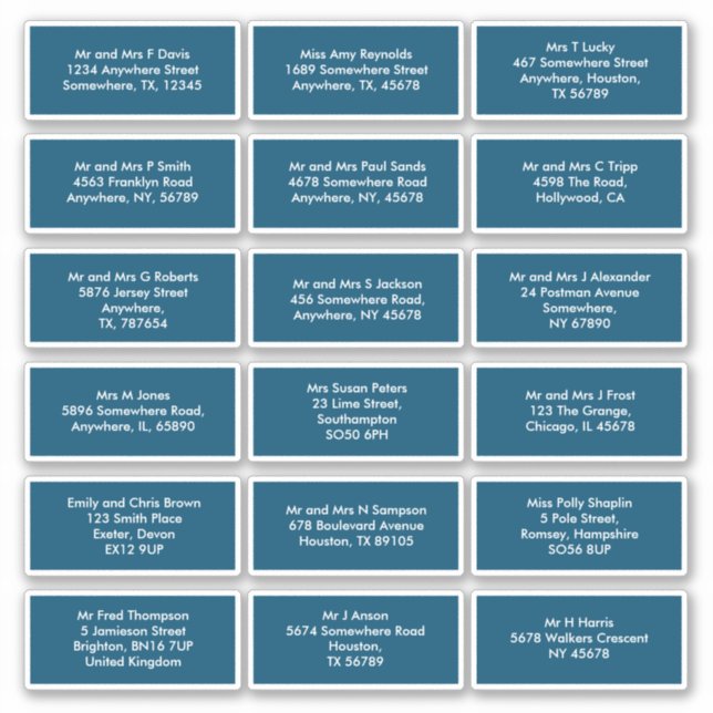Pegatina 18 Nombres De Destinatarios Individuales Direccion (Anverso)