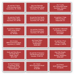 Pegatina 18 nombres de destinatarios individuales direccion