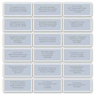 Pegatina 18 Nombres de invitados Bodas individuales Direcci