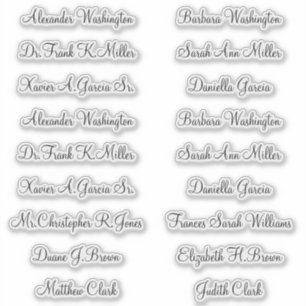 Pegatina 18 nombres de invitados de boda letra elegante