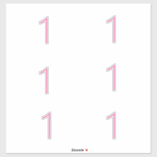 Pegatina 1.ᵉʳ cumpleaños Primer Personalizado Rosa Número U