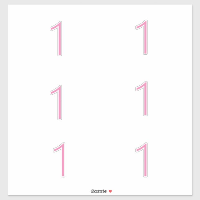 Pegatina 1.ᵉʳ cumpleaños Primer Personalizado Rosa Número U (Hoja)