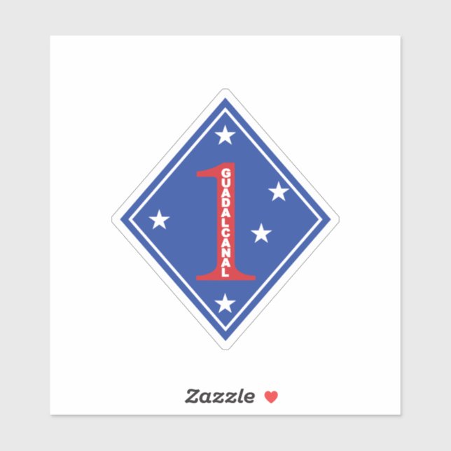 Pegatina 1.ᵉʳ Parche de División Marina (Estados Unidos) (Hoja)