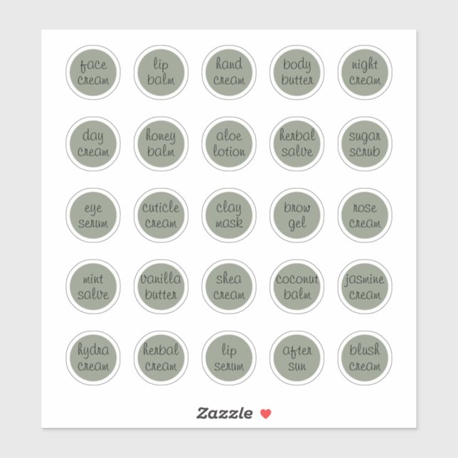 Pegatina 1.14" Sage Green Personalizado Cosmetic Jar Cream  (Hoja)
