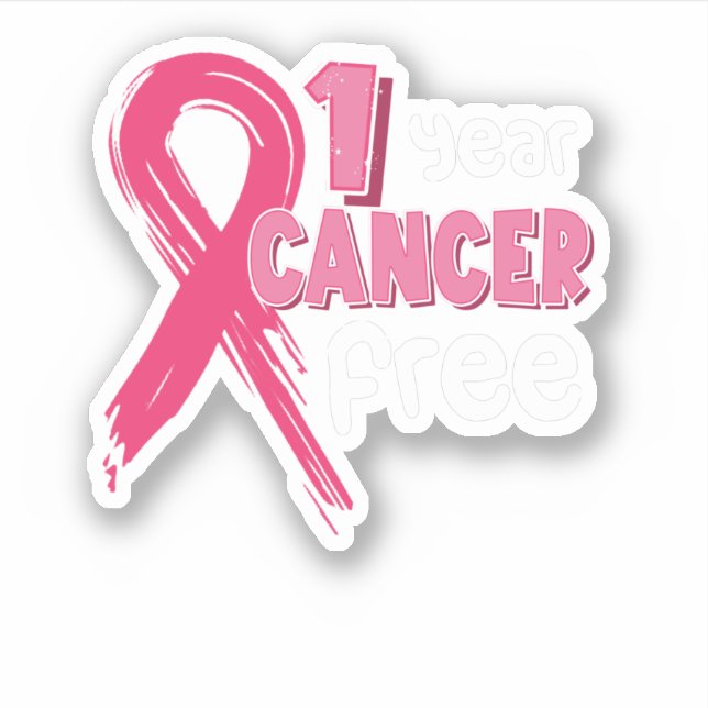 Pegatina 1 año Cáncer de Mama sin Cáncer de Mama Rosado Sur (Anverso)