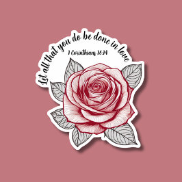 Pegatina 1 Corintios 16:14 Biblia Verse Rosa impermeable