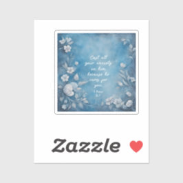 Pegatina 1 Peter 5:7 “Cast All Your Anxiety” Blue Floral