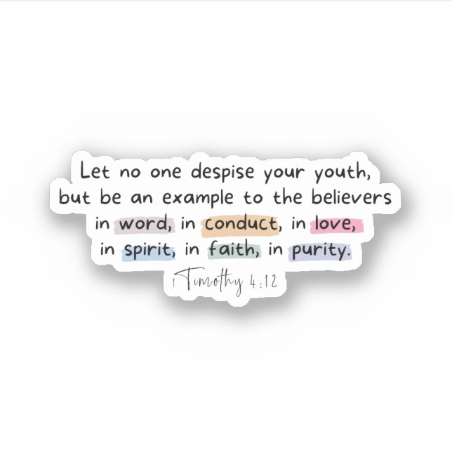 Pegatina 1 Timoteo 4:12 (Anverso)