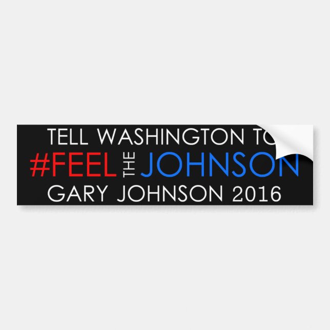 Pegatina 2016 de Gary Johnson del #feelthejohnson (Frente)