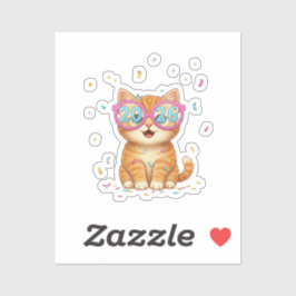 Pegatina 2026 Party Glasses Cat Smiling Feline New Year 