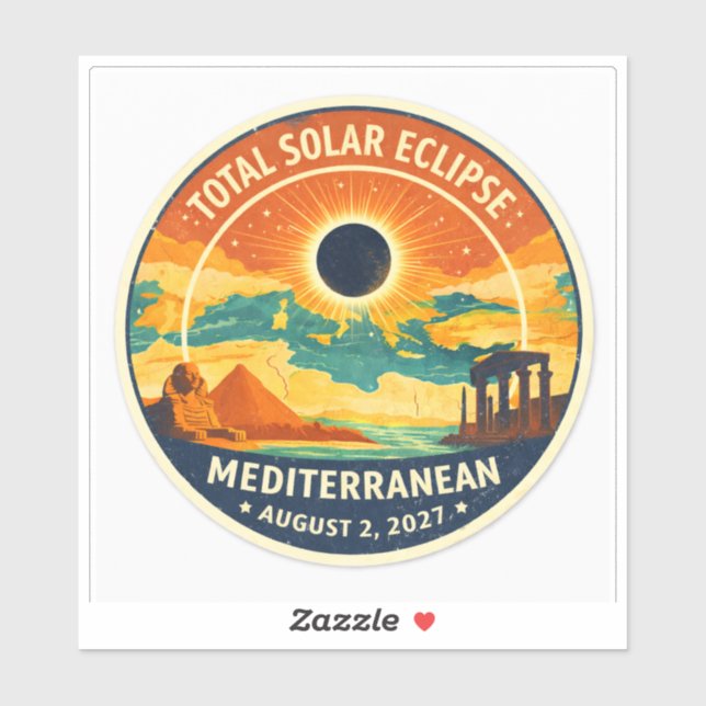 Pegatina 2027 Mediterranean Solar Eclipse (Hoja)