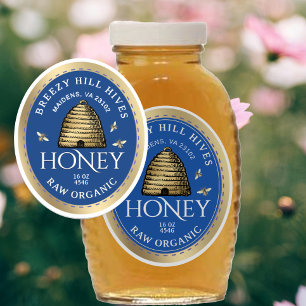 Pegatina 20 Gold Skep con miel de abejas melíferas en Pegat