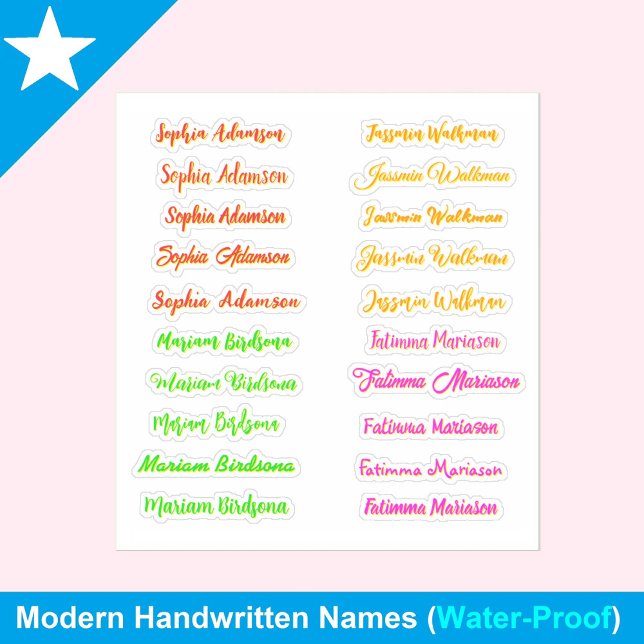 Pegatina 20pcs Nombres de guiones elegantes para Chicas, no (personalized last name decals, custom vinyl name stickers, trendy girly labels, calligraphy name)