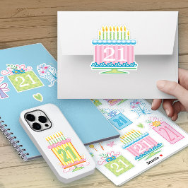 Pegatina 21.ª Bonito Pastel Pastel Y Regalos