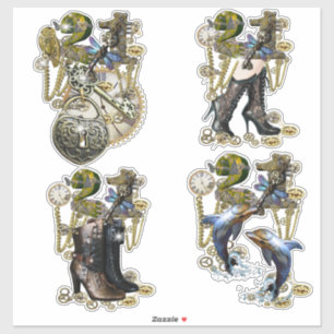 Pegatina 21 Escultura Steampunk de cumpleaños