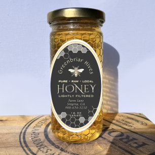 Pegatina 21 Miel ovalada impermeable de vinilo de 3,5x2,3" 