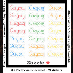 Pegatina 21 Personalizadas Modernas Letras 6/7 Nombre Palab