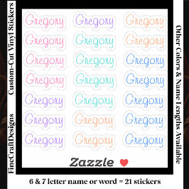Pegatina 21 Personalizadas Modernas Letras 6/7 Nombre Palab