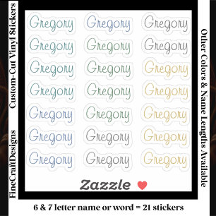 Pegatina 21 Personalizadas Modernas Letras 6/7 Nombre Palab