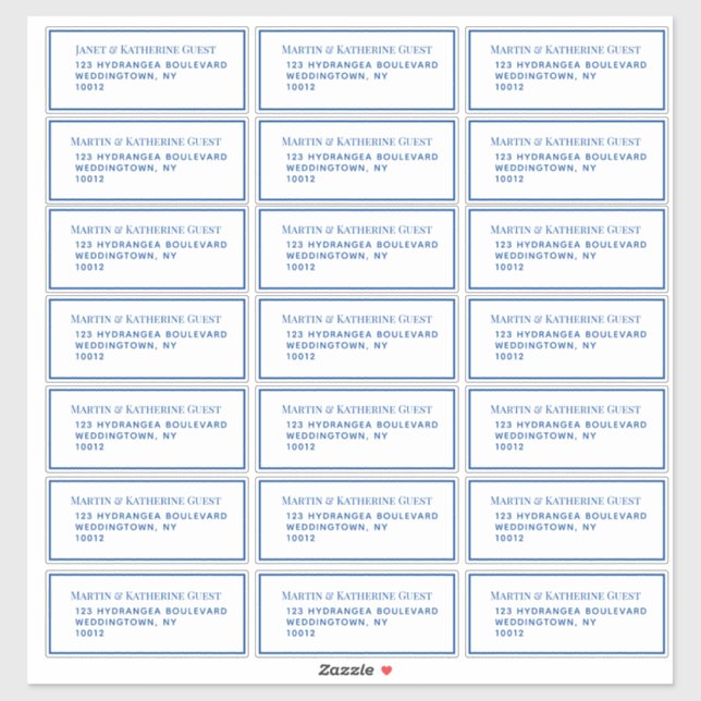 Pegatina 21 Plantilla de dirección de invitado Cada azul de (Hoja)